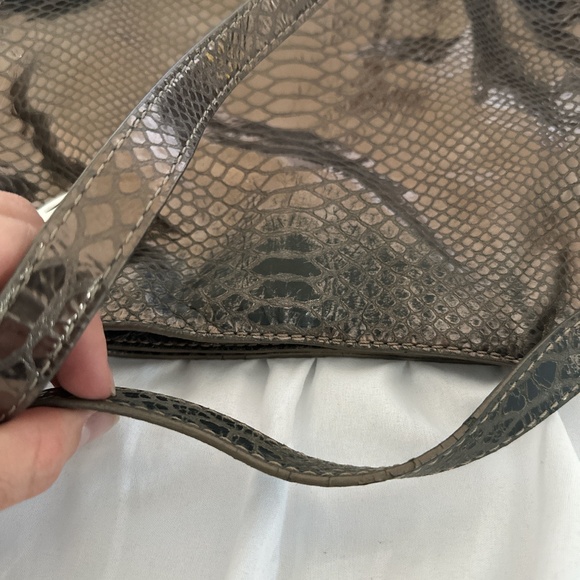 Michael Kors Jet Set Chain Snakeskin Embossed Gather Shoulder Tote, USED - Picture 3 of 4